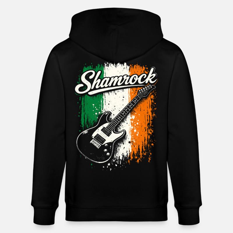 St Patrick E-Gitarre Irish Flag Rock - Stanley/Stella Unisex Bio-Kapuzenjacke CULTIVATOR  - Schwarz