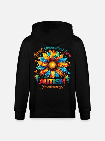 Autismus-Sonnenblumen-Bewusstsein | Buntes Geschenk - Stanley/Stella Unisex Bio-Kapuzenjacke CULTIVATOR - Schwarz