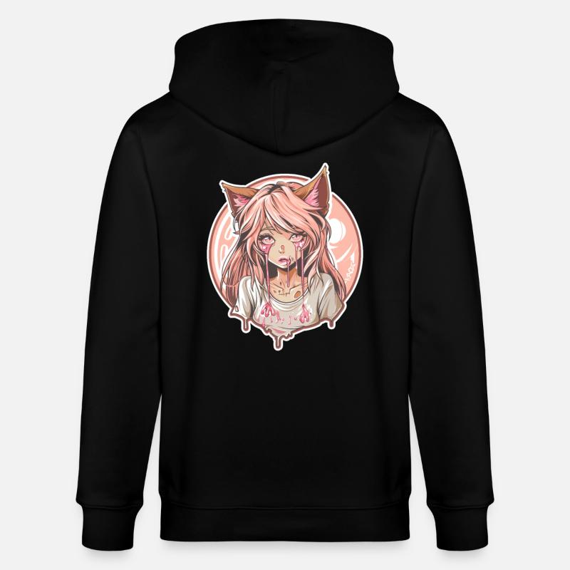 Cooles Anime-Fuchs-Mädchen - Stanley/Stella Unisex Bio-Kapuzenjacke CULTIVATOR  - Schwarz