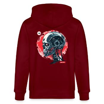 Cyber Cyborg Tech: Roboter Totenkopf Schädel - Stanley/Stella Unisex Bio-Kapuzenjacke CULTIVATOR  - Burgunderrot - Hinten - Anna (173cm)