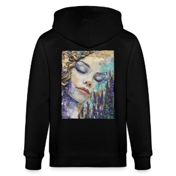Mädchen schläft im Lavendel - Stanley/Stella Unisex Bio-Kapuzenjacke CULTIVATOR  - Schwarz - Hinten - Anna (173cm)