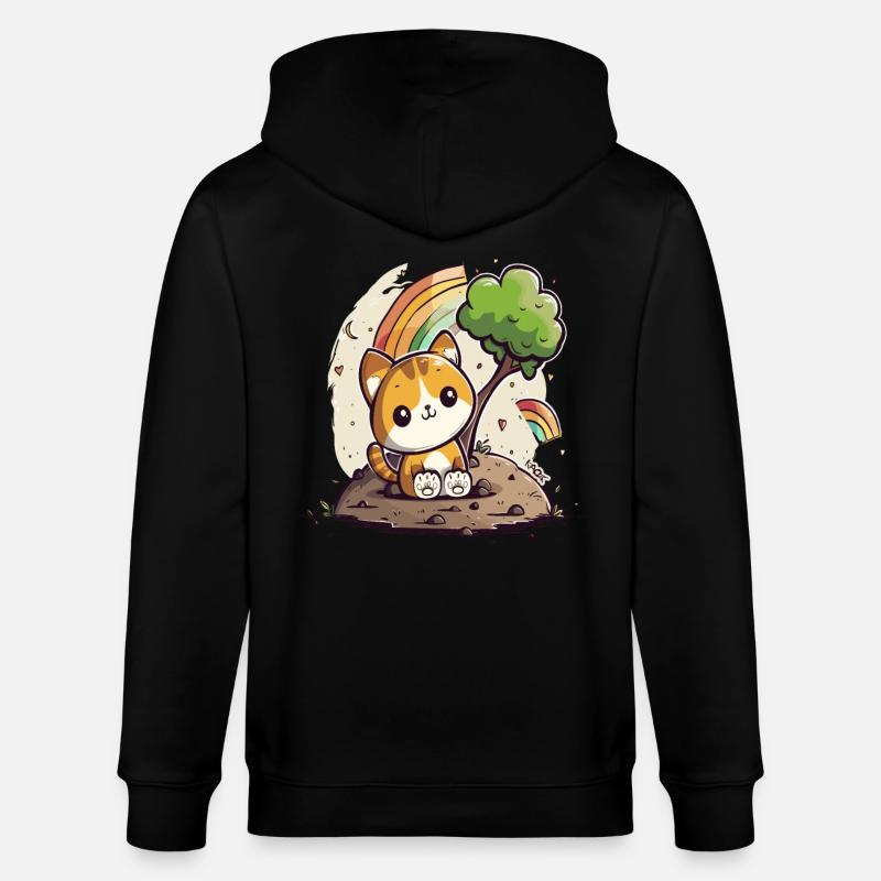 Chaton arc-en-ciel mignon - Veste à capuche bio CULTIVATOR Stanley/Stella Unisexe - noir
