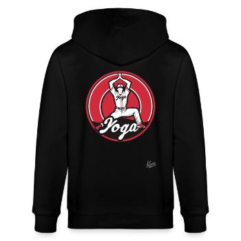 Lustige Sport Parodie: Baseball Yoga - Stanley/Stella Unisex Bio-Kapuzenjacke CULTIVATOR  - Schwarz - Hinten - Anna (173cm)