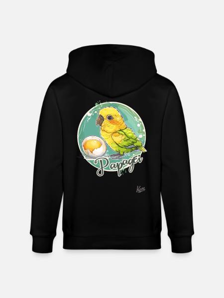 Parrot Egg: Parrot and Egg - Stanley/Stella CULTIVATOR Unisex Organic Hooded Jacket - black