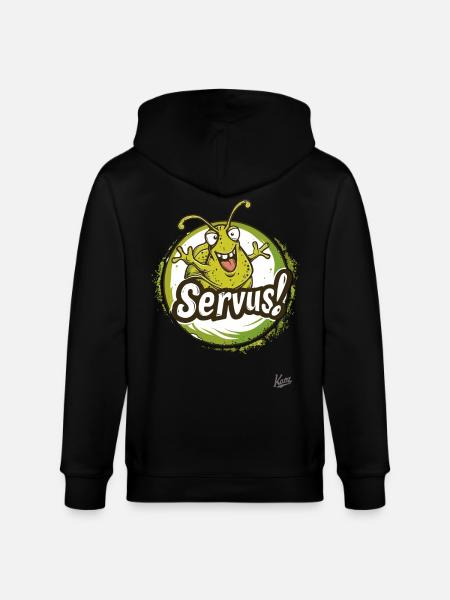 Snail with arms waves: Servus! - Stanley/Stella CULTIVATOR Unisex Organic Hooded Jacket - black