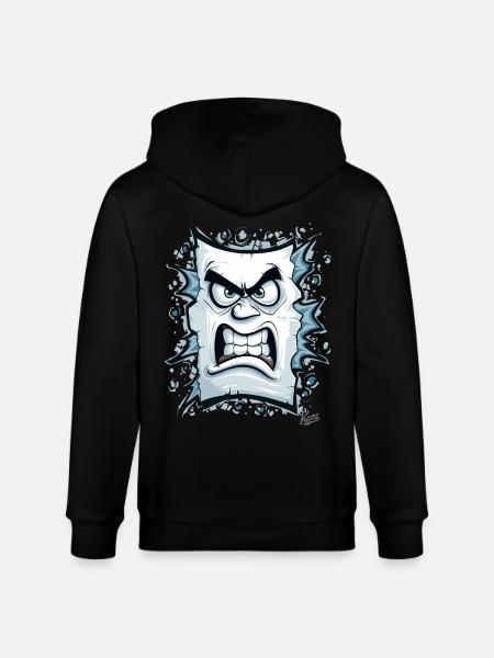 Angry face made of paper - Stanley/Stella CULTIVATOR  Unisex Organic Hooded Jacket - black