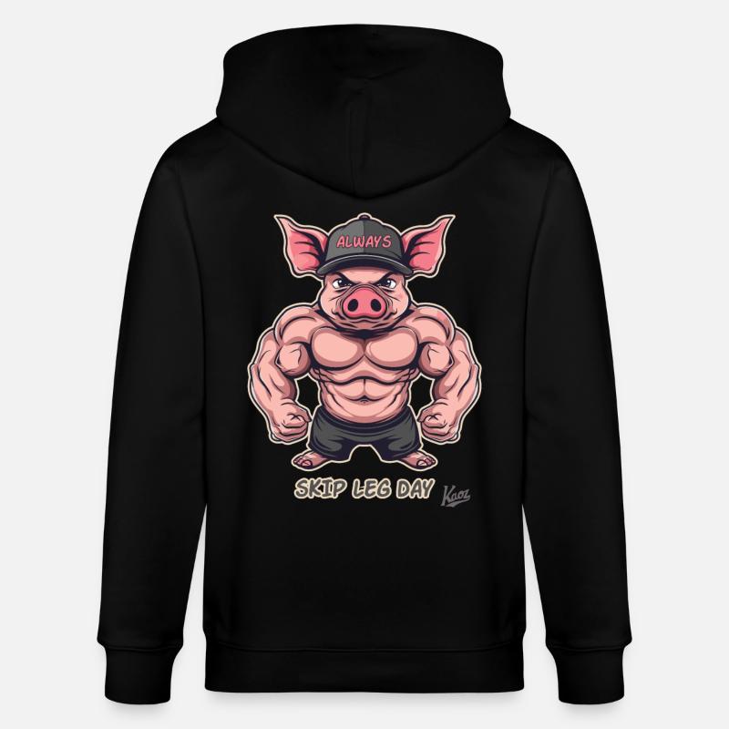 Muskel-Bodybuilder-Schwein: Skip Leg Day Again - Stanley/Stella Unisex Bio-Kapuzenjacke CULTIVATOR  - Schwarz