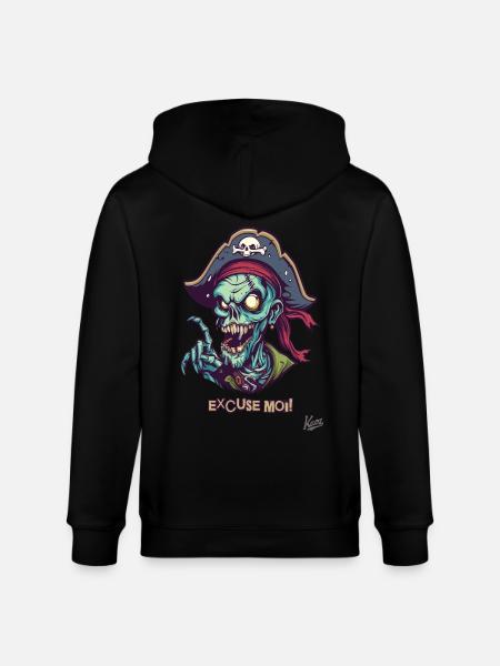 French Pirate Zombie: Excuse Moi - Stanley/Stella CULTIVATOR  Unisex Organic Hooded Jacket - black