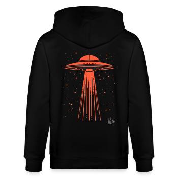 Another abduction by aliens, UFO - Stanley/Stella CULTIVATOR  Unisex Organic Hooded Jacket - black - Back - Anna (173cm)