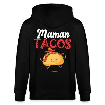 maman taco tacos Taco Tacos cuisine mexicaine - Veste à capuche bio CULTIVATOR Stanley/Stella Unisexe - noir - Dos - Anna (173cm)
