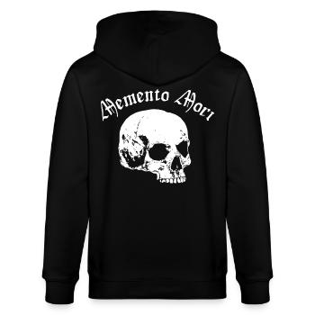 Memento Mori mit Gothic Totenschädel - Stanley/Stella Unisex Bio-Kapuzenjacke CULTIVATOR  - Schwarz - Hinten - Anna (173cm)