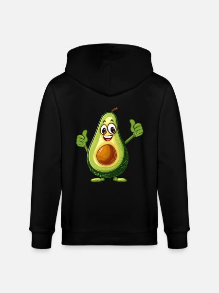 Cheerful avocado with thumbs up - Stanley/Stella CULTIVATOR  Unisex Organic Hooded Jacket - black