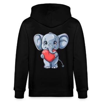 Éléphant mignon tenant une illustration de coeur pour - Veste à capuche bio CULTIVATOR Stanley/Stella Unisexe - noir - Dos - Anna (173cm)
