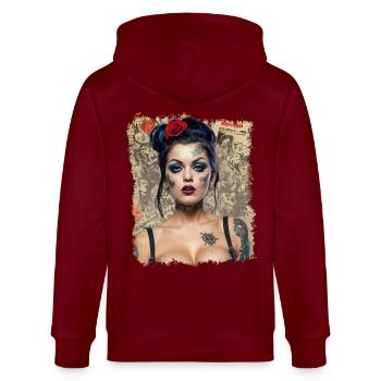 Pin Up Rock Ability Woman - Stanley/Stella CULTIVATOR  Unisex Organic Hooded Jacket - burgundy - Back - Anna (173cm)
