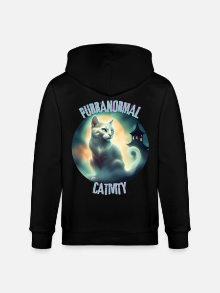 PURRANORMAL CATIVITY. - Stanley/Stella CULTIVATOR  Unisex Organic Hooded Jacket - black