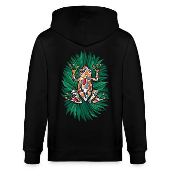 Coqui Frosch Puerto Rico Tropisches Kunstwerk - Stanley/Stella Unisex Bio-Kapuzenjacke CULTIVATOR  - Schwarz - Hinten - Anna (173cm)