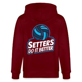 Volleyball Volleyballer Setters Do It Better - Stanley/Stella Unisex Bio-Kapuzenjacke CULTIVATOR  - Burgunderrot - Hinten - Anna (173cm)