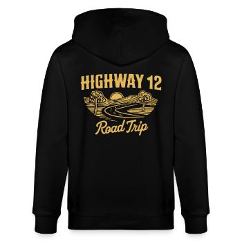 Highway 12 Road Trip Abenteuer - Stanley/Stella Unisex Bio-Kapuzenjacke CULTIVATOR  - Schwarz - Hinten - Anna (173cm)
