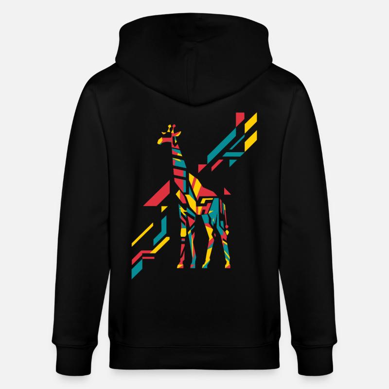 Bunte Abstrakte Giraffe Kunst - Stanley/Stella Unisex Bio-Kapuzenjacke CULTIVATOR  - Schwarz