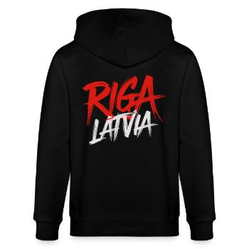 Riga, Lettonie, Souvenir - Veste à capuche bio CULTIVATOR Stanley/Stella Unisexe - noir - Dos - Anna (173cm)