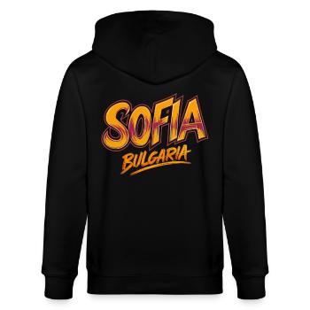 Sofia Bulgarien Souvenir - Stanley/Stella Unisex Bio-Kapuzenjacke CULTIVATOR  - Schwarz - Hinten - Anna (173cm)