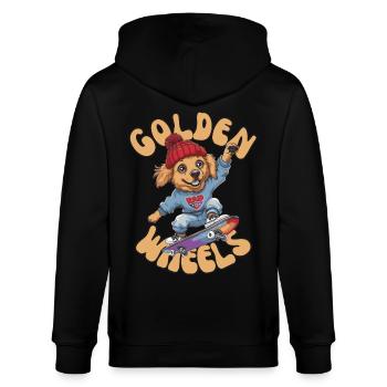 Golden Retriever Skater - Streetwear Skater Outfit - Stanley/Stella Unisex Bio-Kapuzenjacke CULTIVATOR  - Schwarz - Hinten - Anna (173cm)