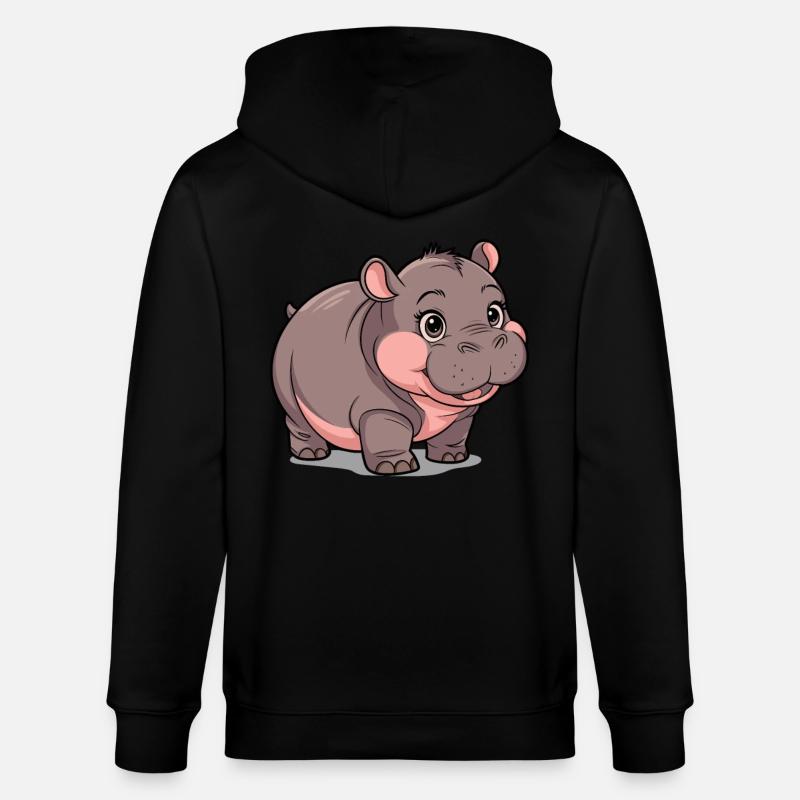 Moo Deng Nilpferd Hippo - Stanley/Stella Unisex Bio-Kapuzenjacke CULTIVATOR - Schwarz