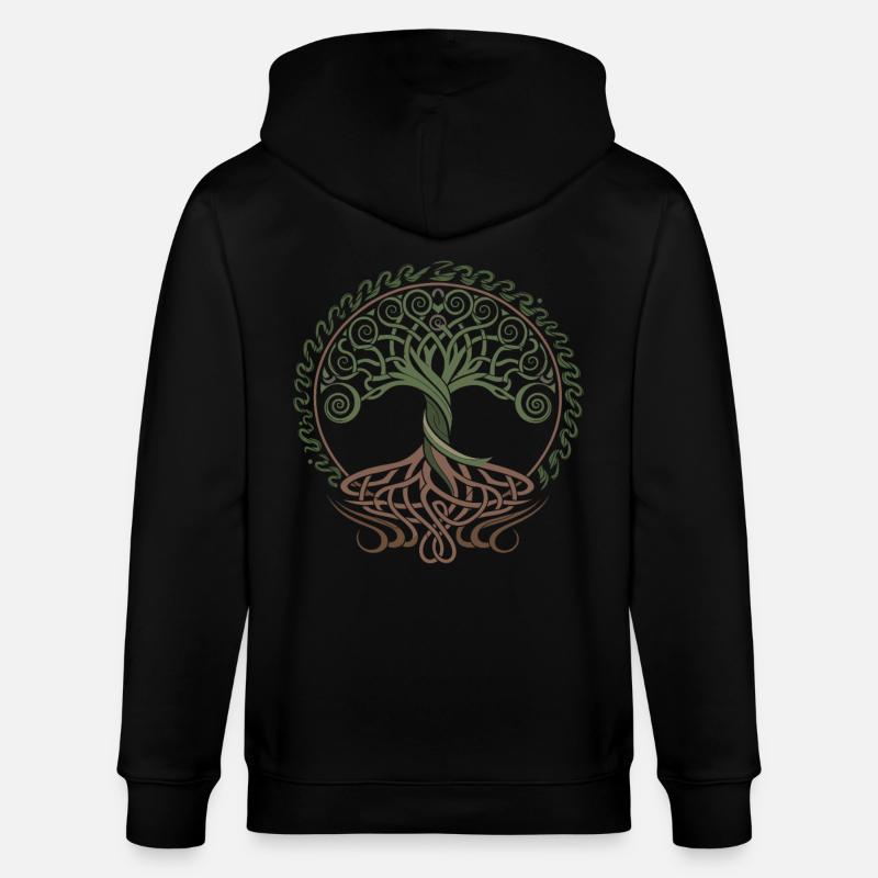Neo Celtic Lebensbaum Symbolik - Stanley/Stella Unisex Bio-Kapuzenjacke CULTIVATOR  - Schwarz