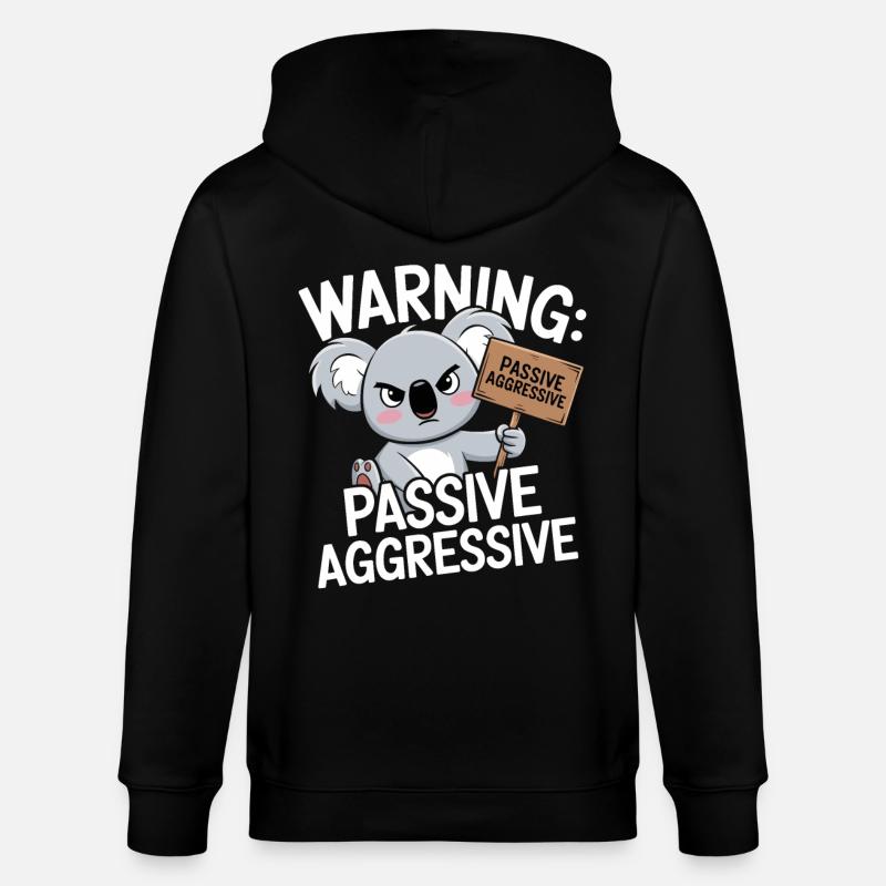 Warnung: Passiv Aggressiv Koala - Stanley/Stella Unisex Bio-Kapuzenjacke CULTIVATOR  - Schwarz