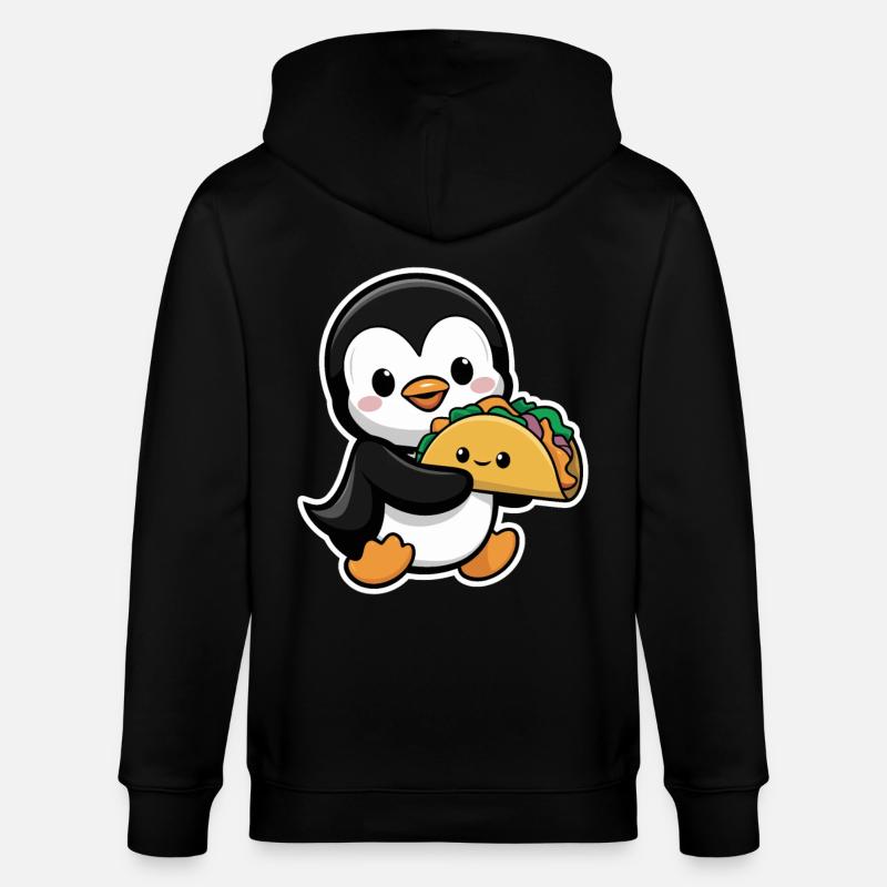 Pingouin mignon avec taco - Veste à capuche bio CULTIVATOR Stanley/Stella Unisexe - noir