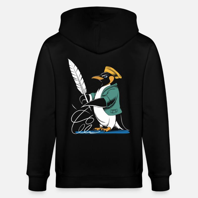 Calligraphie Pingouin Créativité avec Plume - Veste à capuche bio CULTIVATOR Stanley/Stella Unisexe - noir