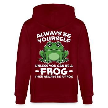 Frog Saying Toad Funny Frogs Gift - Stanley/Stella CULTIVATOR  Unisex Organic Hooded Jacket - burgundy - Back - Anna (173cm)