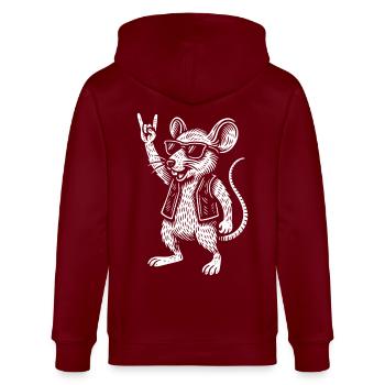 Rock Musik Heavy Metal Maus Lustig Retro - Stanley/Stella Unisex Bio-Kapuzenjacke CULTIVATOR  - Burgunderrot - Hinten - Anna (173cm)