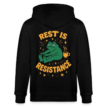Calmness is resistance mindfulness affirmation - Stanley/Stella CULTIVATOR  Unisex Organic Hooded Jacket - black - Back - Anna (173cm)