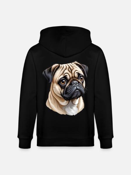 Pug Head - Stanley/Stella CULTIVATOR Unisex Organic Hooded Jacket - black