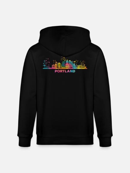 Portlander Skyline Portland - Stanley/Stella CULTIVATOR Unisex Organic Hooded Jacket - black