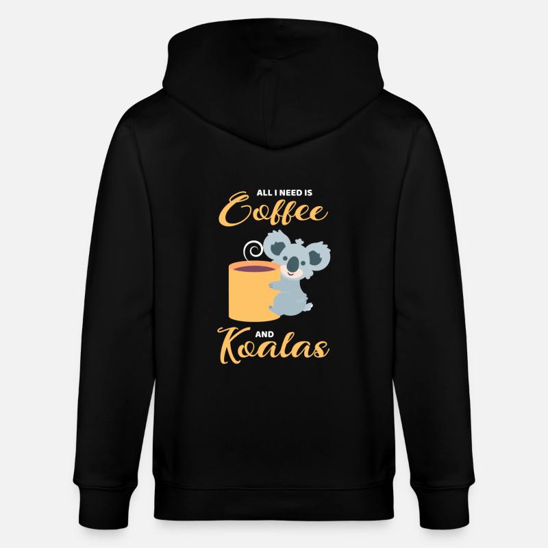 Les koalas et le café - Veste à capuche bio CULTIVATOR Stanley/Stella Unisexe - noir