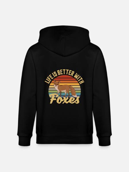 Life Is Better With Foxes - Stanley/Stella CULTIVATOR  Unisex Organic Hooded Jacket - black