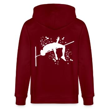 Hochspringer Wasserfarben Hochsprung - Stanley/Stella Unisex Bio-Kapuzenjacke CULTIVATOR  - Burgunderrot - Hinten - Anna (173cm)