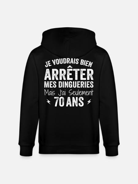 Funny 70th Birthday Gift - Stanley/Stella CULTIVATOR  Unisex Organic Hooded Jacket - black