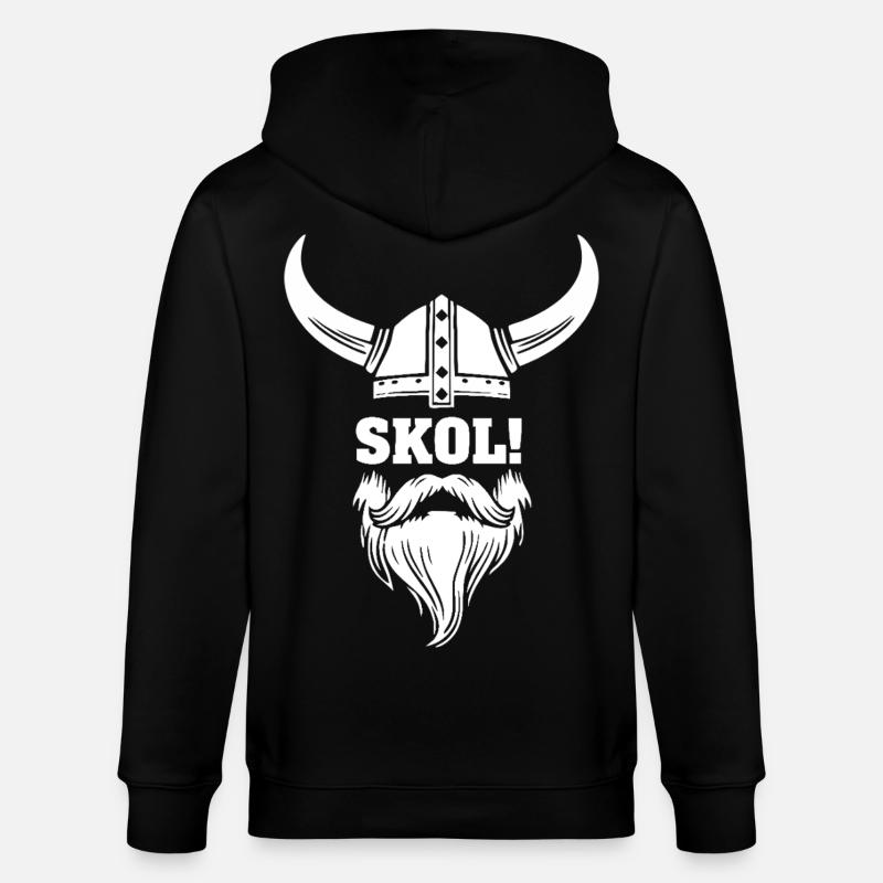 Wikinger-Skol Hornhelm-Bart-Maskottchen - Stanley/Stella Unisex Bio-Kapuzenjacke CULTIVATOR  - Schwarz