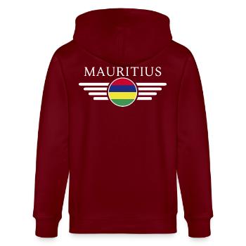 I Love Mauritius, Elegance Style Design T-Shirt - Stanley/Stella CULTIVATOR  Unisex Organic Hooded Jacket - burgundy - Back - Anna (173cm)