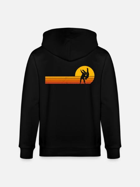 Sunrise retro judo - Stanley/Stella CULTIVATOR Unisex Organic Hooded Jacket - black