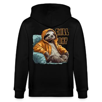 Sloth chill day - Stanley/Stella CULTIVATOR  Unisex Organic Hooded Jacket - black - Back - Anna (173cm)