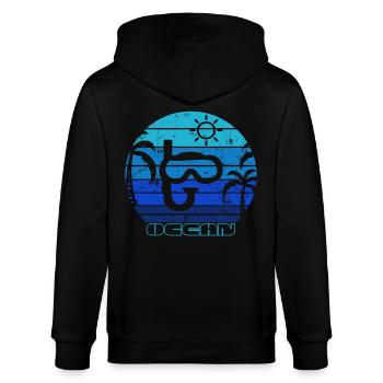 schnorcheln tauchen strand palmen urlaub - Stanley/Stella Unisex Bio-Kapuzenjacke CULTIVATOR  - Schwarz - Hinten - Anna (173cm)