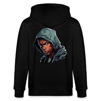 Boxer in training before the fight in the ring - Stanley/Stella CULTIVATOR  Unisex Organic Hooded Jacket - black - Back - Anna (173cm)