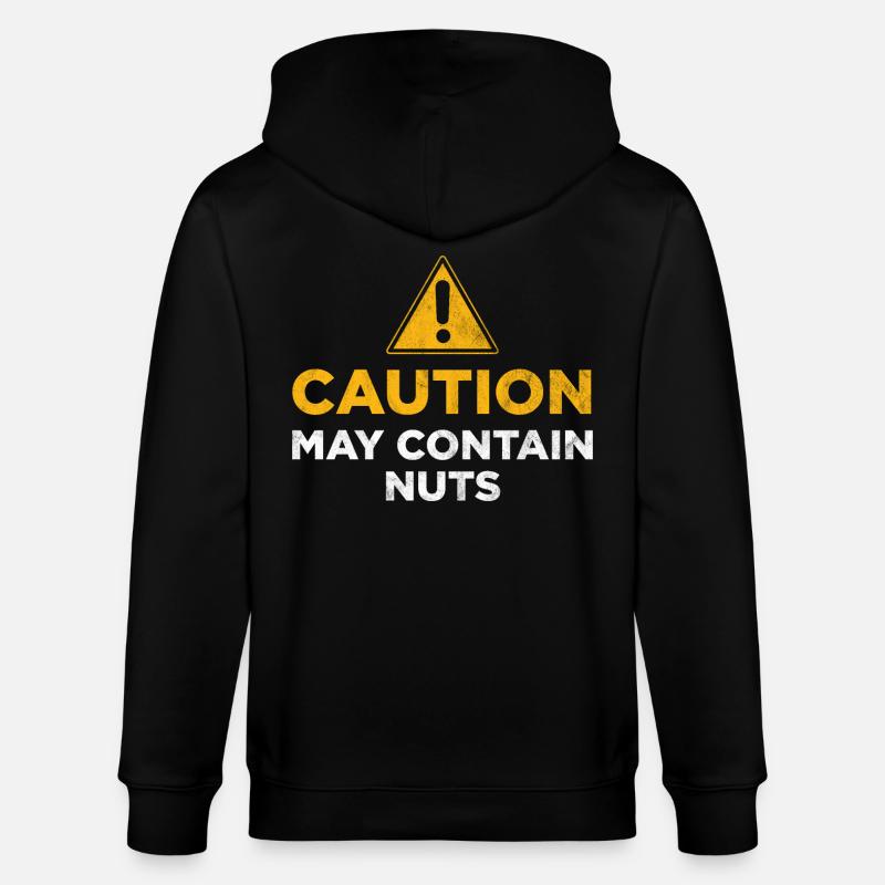 Caution may contain nuts - Stanley/Stella CULTIVATOR Unisex Organic Hooded Jacket - black