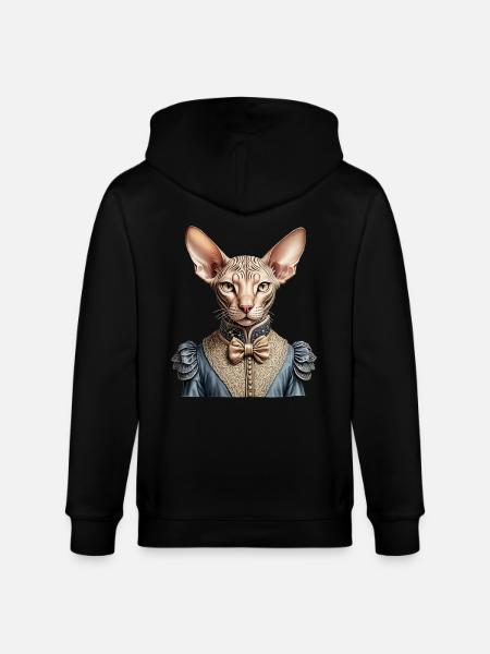 Victorian sphynx cat - Stanley/Stella CULTIVATOR  Unisex Organic Hooded Jacket - black
