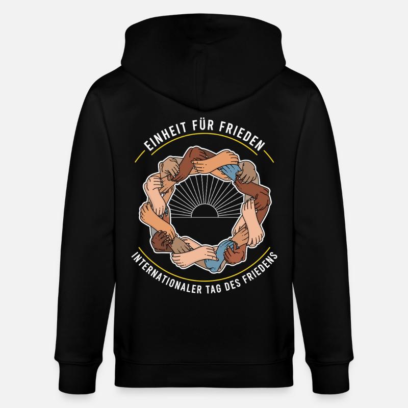 Unity for Peace - Stanley/Stella CULTIVATOR  Unisex Organic Hooded Jacket - black