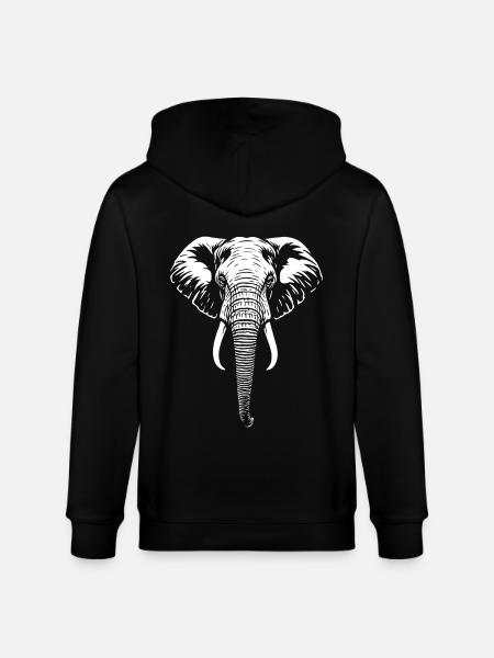 Elefant - Großwild, Stoßzahn, Elfenbein - Stanley/Stella Unisex Bio-Kapuzenjacke CULTIVATOR  - Schwarz
